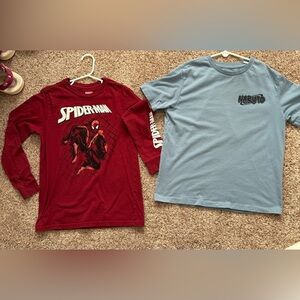Boys Spider-Man & Naruto Graphic Shirt Bundle Size L (10/12)